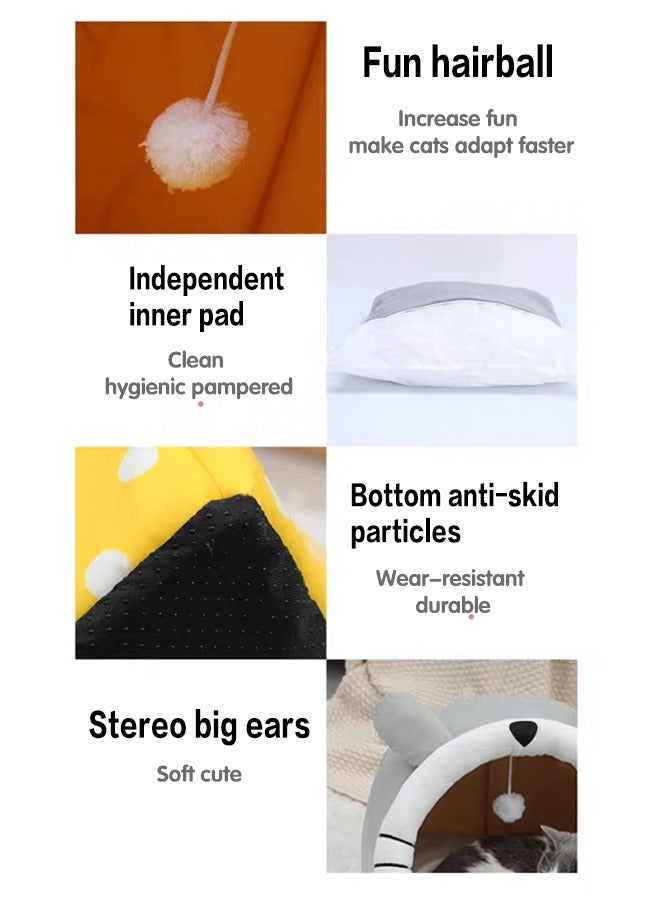 Generic Cat Bed Semi-Enclosed Cat Mattress Removable Washable Cat House Indoor Warm Comfortable Pet Cat Bed Pet Nest Pet Mattress Cat Mattress, Dome Pad Soft Sleep （L）  - Image 4