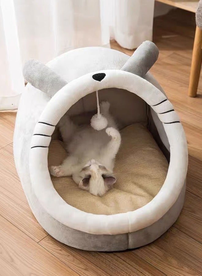 Generic Cat Bed Semi-Enclosed Cat Mattress Removable Washable Cat House Indoor Warm Comfortable Pet Cat Bed Pet Nest Pet Mattress Cat Mattress, Dome Pad Soft Sleep （L）  - Image 5