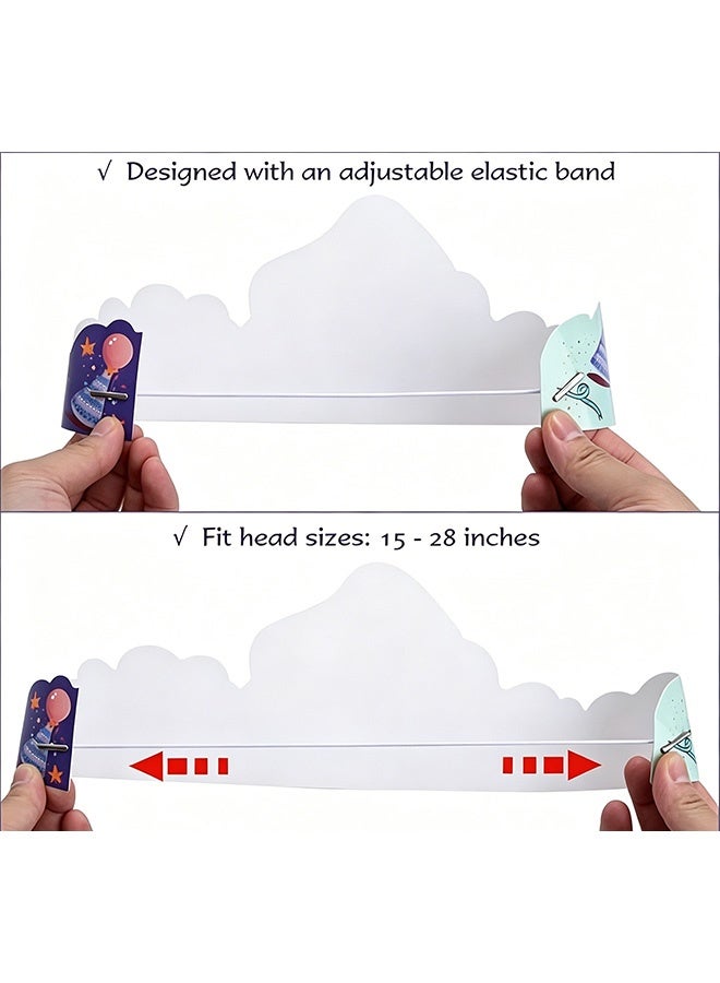 GD 18 Pcsc Birthday Paper Hats with Adjustable Elastic Band for Kids - Reusable DIY Birthday Crowns for Games Crafts & Celebrations, Classroom Birthday Party Supplies - Image 4