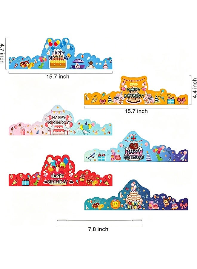 GD 18 Pcsc Birthday Paper Hats with Adjustable Elastic Band for Kids - Reusable DIY Birthday Crowns for Games Crafts & Celebrations, Classroom Birthday Party Supplies - Image 2