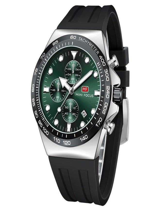 MF MINI FOCUS Men Watches Business Sport Wrist Watch (Chronograph/Waterproof/Luminous/Calendar) Silicon Band Fashion Casual Watches for Men(Green) - Image 1