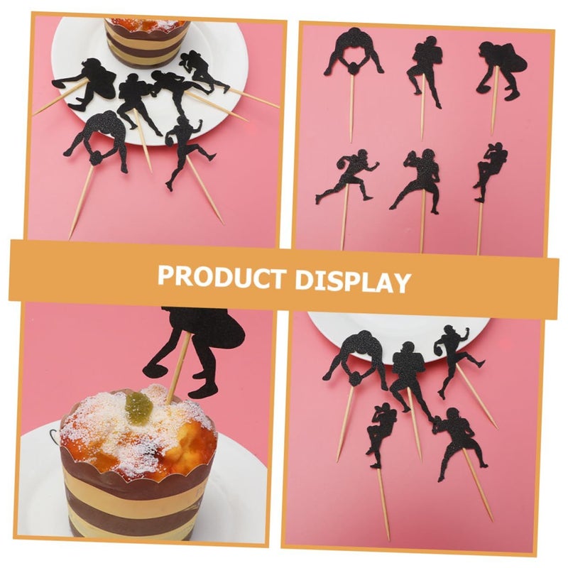 Rugby Themed Cupcake Toppers 48 Pieces Random Style Cake Decorations For Birthday Parties - Image 4