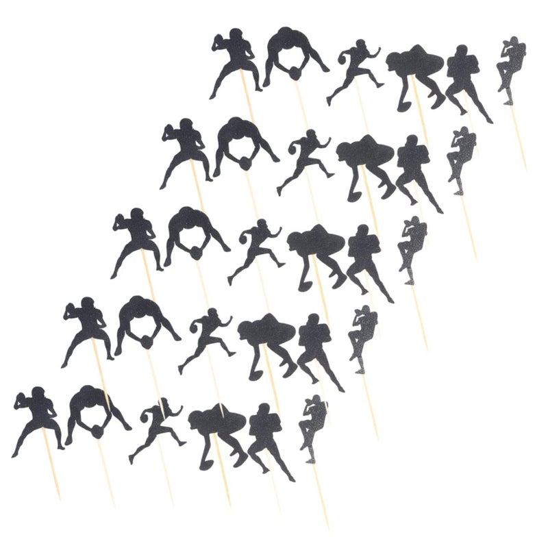 Rugby Themed Cupcake Toppers 48 Pieces Random Style Cake Decorations For Birthday Parties - Image 2