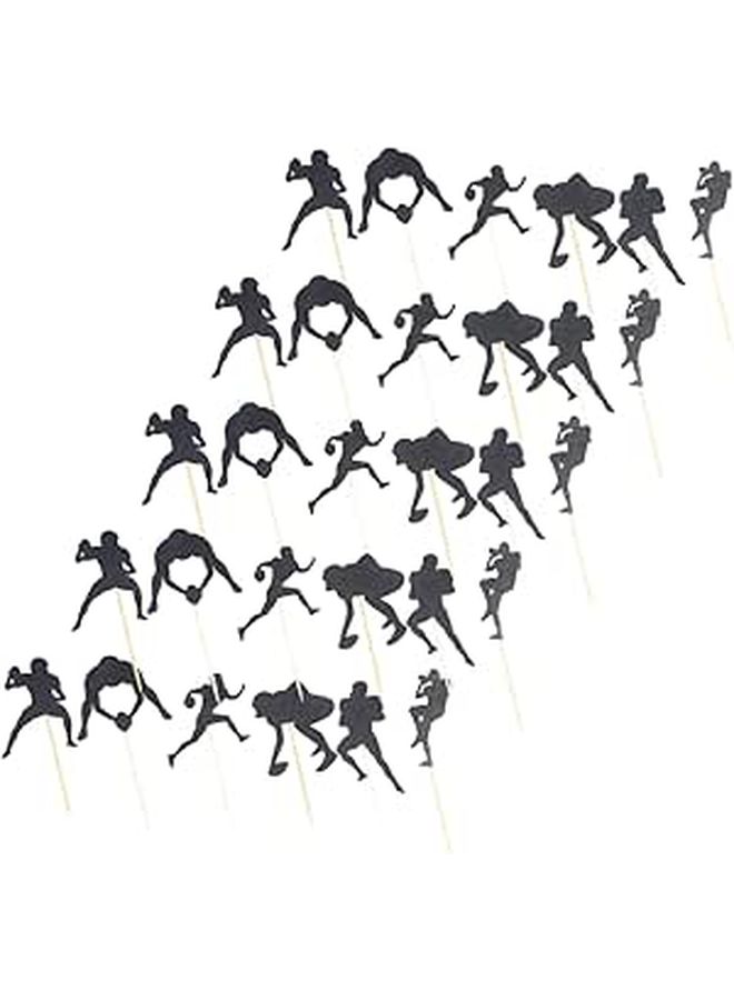 Rugby Themed Cupcake Toppers 48 Pieces Random Style Cake Decorations For Birthday Parties - Image 1