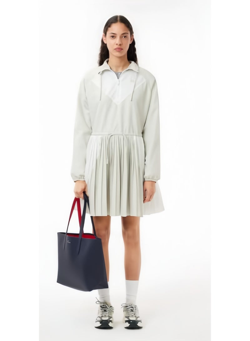 لاكوست حقيبة يد نسائية لاكوست بطبقتين ذات سعة كبيرة، متعددة الوظائف وعصرية، باللونين الأزرق الداكن والأحمر - Image 3