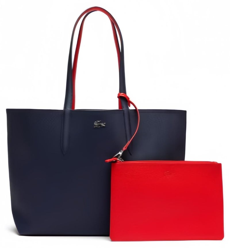 Lacoste Women's Double sided Two tone Large Capacity Handbag, Fashionable Multi functional, Drak Blue and Red - Image 1