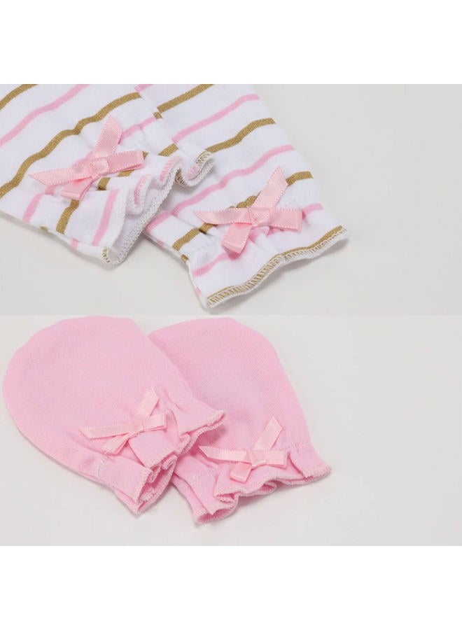 MAMIMAKA Baby Girls Caps Mittens and Thick Warm Socks Cotton Newborn Essentials Accessories (Hats+Gloves+Terry Socks),0-6 Months - Image 3
