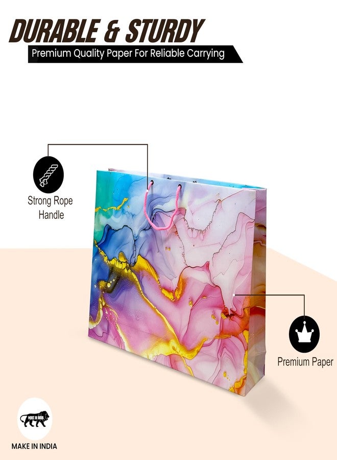 KOSY Paper Gift Bag for Gifting and Return Gifts Extra Large Multicolor Designer Printed Paper Carry Bag with Glossy Finish for Parties Clothing Accessories Pack of 5 - Image 3