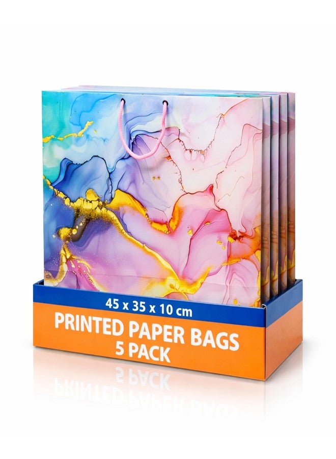 KOSY Paper Gift Bag for Gifting and Return Gifts Extra Large Multicolor Designer Printed Paper Carry Bag with Glossy Finish for Parties Clothing Accessories Pack of 5 - Image 1