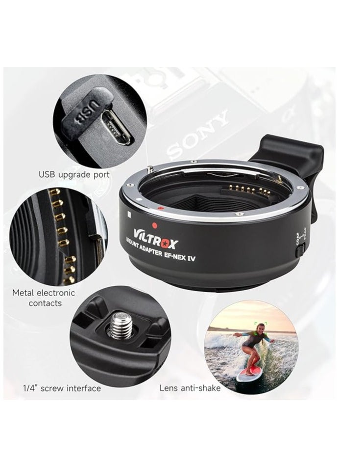 فيلتروكس VILTROX EF-NEX IV محول تركيب العدسة CDAF/PDAF مع التحكم في الفتحة EXIF ​​محول التركيز التلقائي لنقل عدسة Canon EF/EF-S إلى Sony A9 A7RIII A7RII A7III A7II A6300 A6500 E-Mount Cameras  - Image 3