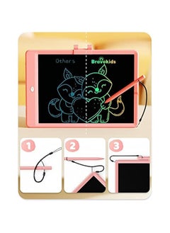 Arabest Bravokids 10 Inch LCD Writing Tablet - Electronic Drawing Doodle Board Educational Birthday Gift Girls Boys Pink  - Image 2