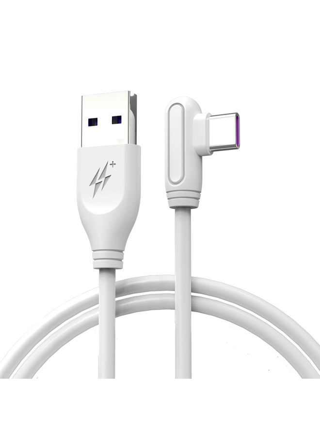 ENKAY Hat-Prince ENK-CB109 5A USB to USB-C / Type-C 90 Degree Elbow Silicone Data Sync Fast Charging Cable, Cable Length:0.5m(White) - Image 1