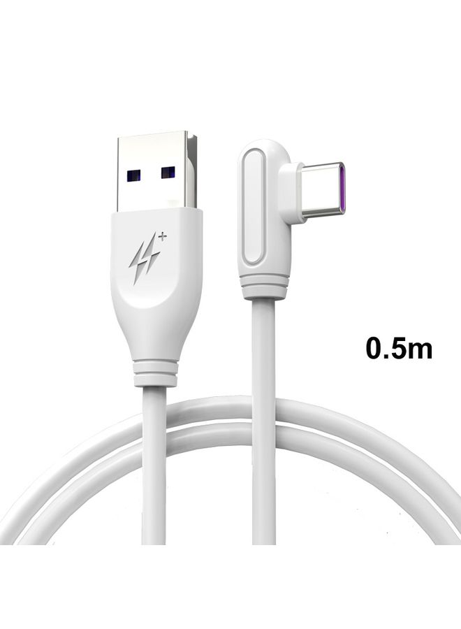 ENKAY Hat-Prince ENK-CB109 5A USB to USB-C / Type-C 90 Degree Elbow Silicone Data Sync Fast Charging Cable, Cable Length:0.5m(White) - Image 2