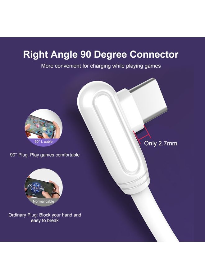 ENKAY Hat-Prince ENK-CB109 5A USB to USB-C / Type-C 90 Degree Elbow Silicone Data Sync Fast Charging Cable, Cable Length:0.5m(White) - Image 5
