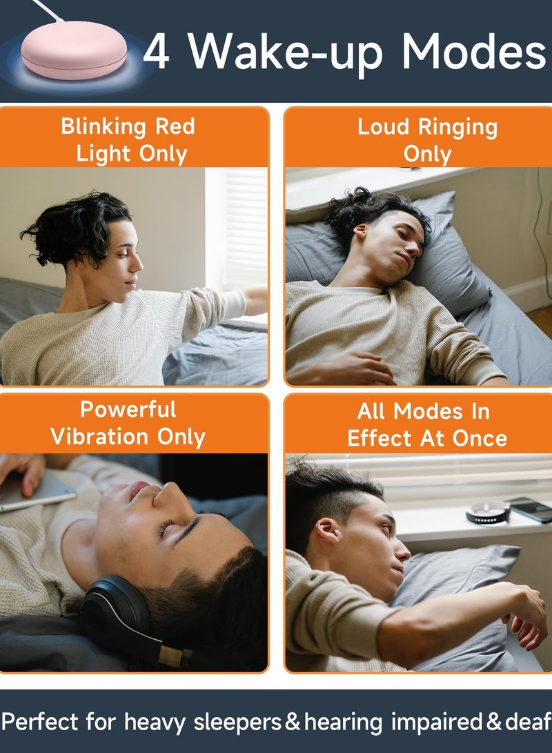 SYOSI منبه صاخب يهتز للبالغين من ذوي النوم الثقيل مع جهاز اهتزاز للسرير، منبه رقمي صاخب جداً مع ضوء ليلي RGB، شاشة كبيرة، منبه لكبار السن والمعاقين سمعياً - Image 5