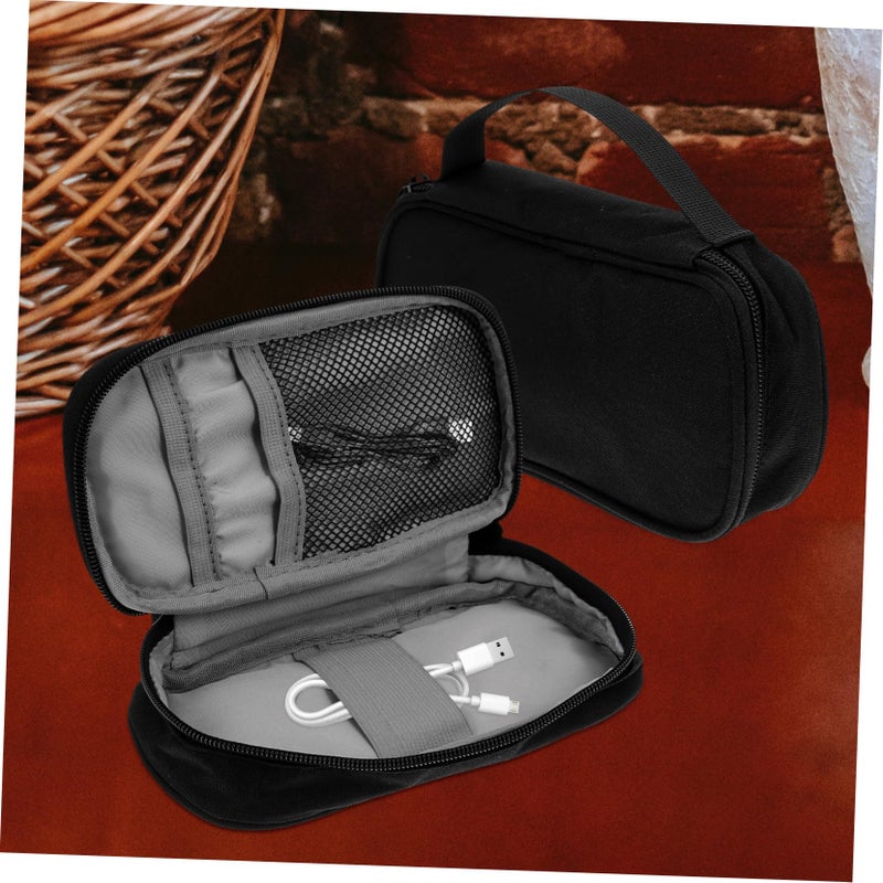 Portable Electronic Organizer Bag Cable Storage Pouch Zipper Design Black - Image 4