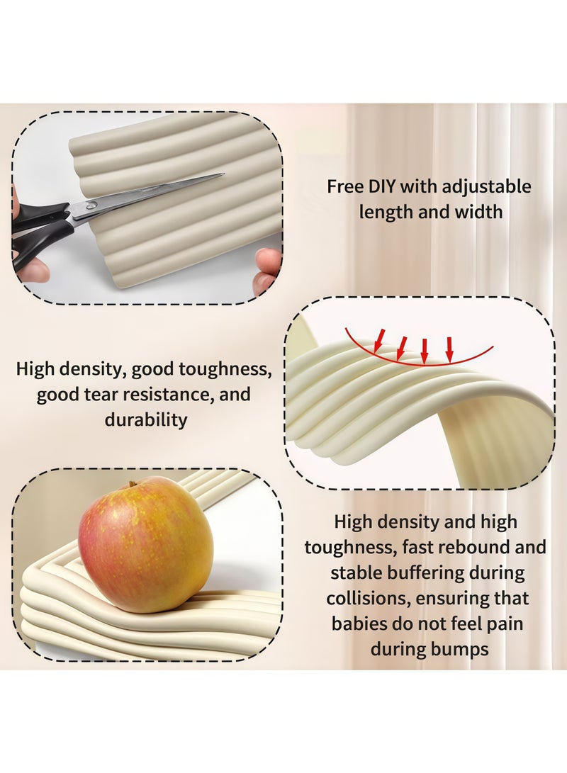 شو وو شرائط أمان من الفوم للأطفال الرضع، واقي حواف ذاتي اللصق، شريط مضاد للتصادم على شكل حرف W للأطفال، واقيات مضادة للصدمات، حماية من الزوايا الحادة للطاولة والكرسي والجدار، نصف قطعة شريط حماية حافة أمان بطول 2 متر، أوسع وأكثر سمكًا للطاولة والأثاث والحواف الحادة والطاولة الزجاجية (بيج) - Image 4