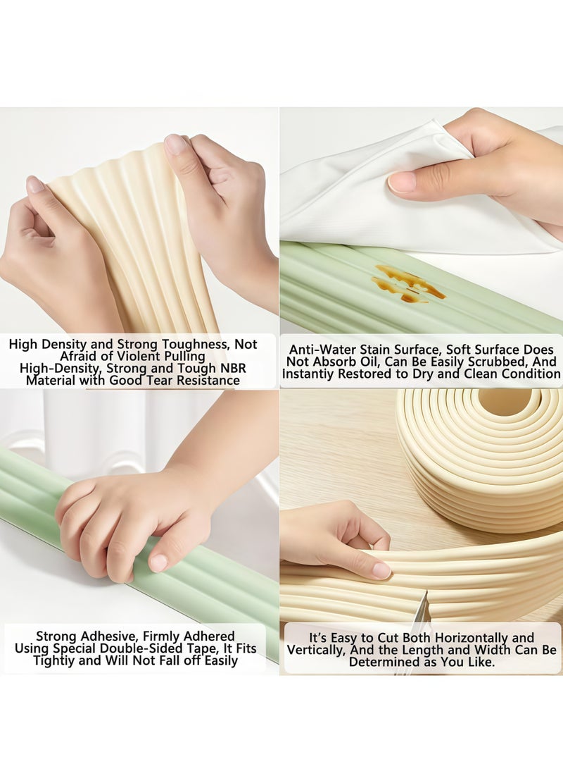 شو وو شرائط أمان من الفوم للأطفال الرضع، واقي حواف ذاتي اللصق، شريط مضاد للتصادم على شكل حرف W للأطفال، واقيات مضادة للصدمات، حماية من الزوايا الحادة للطاولة والكرسي والجدار، نصف قطعة شريط حماية حافة أمان بطول 2 متر، أوسع وأكثر سمكًا للطاولة والأثاث والحواف الحادة والطاولة الزجاجية (بيج) - Image 5