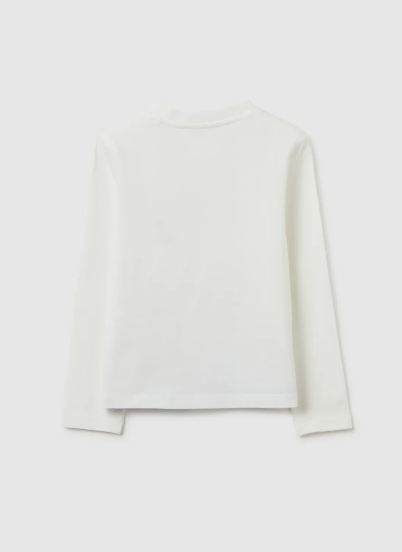 Ovs GIRLS' WHITE REGULAR FIT STRETCH COTTON TOP