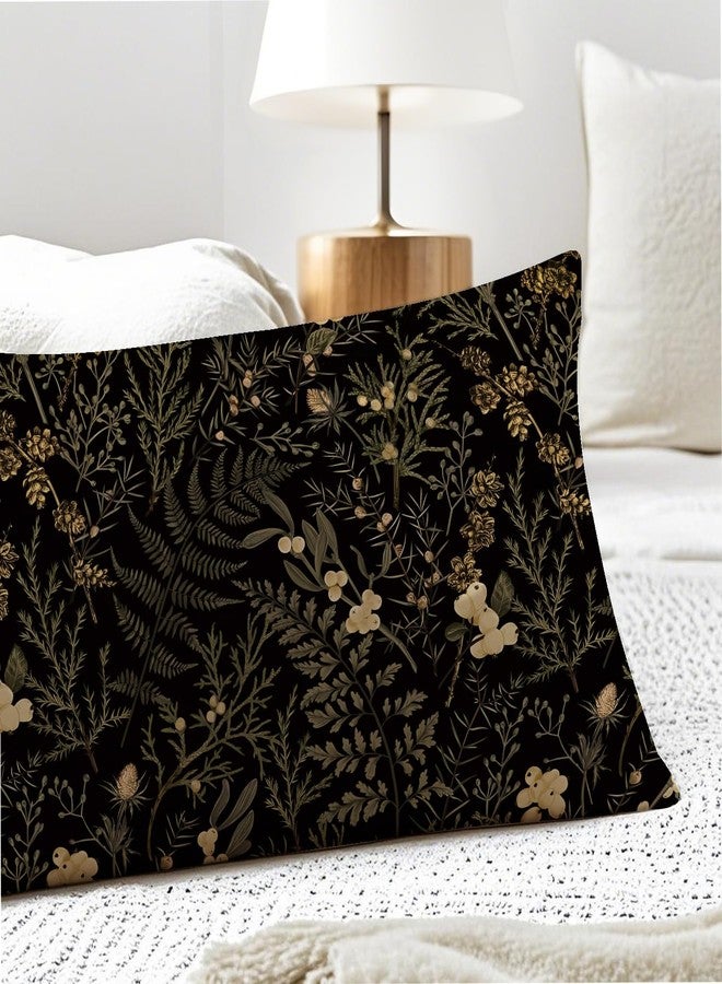 PIUD Moody Floral Botanical 20x54 Body Pillow Cover, Dark Aesthetic Room Decor, Rustic Dark Cottagecore Gold Plants Flower Botanical Decorative Long Body Pillow Cases for Bed Couch - Image 5