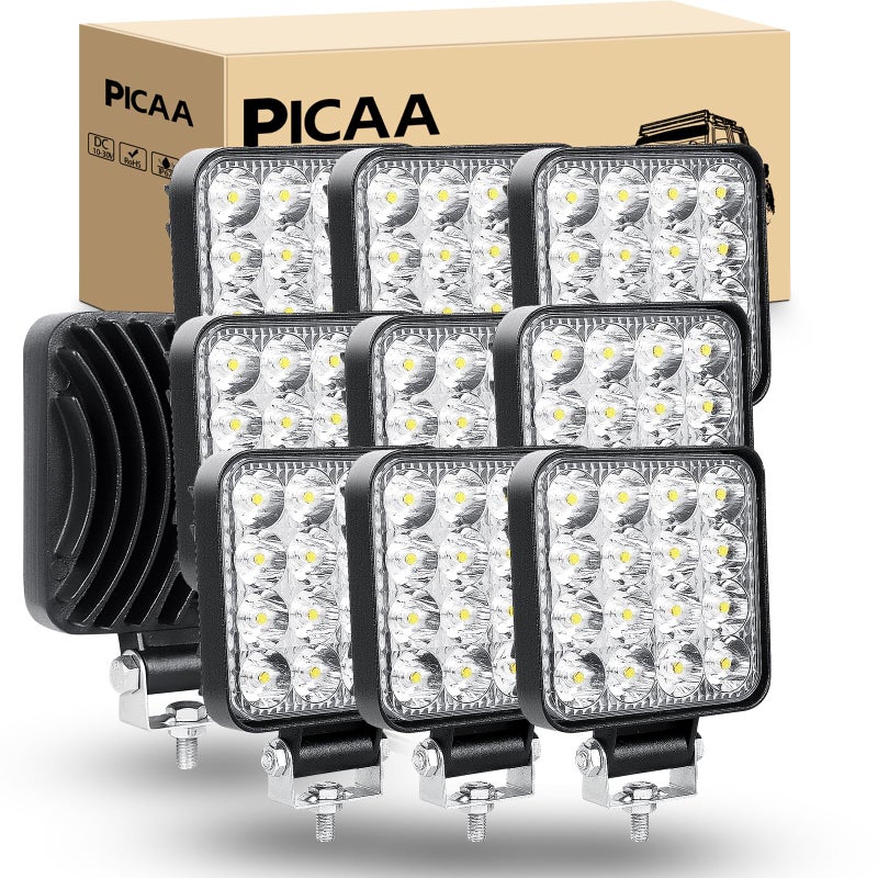 Generic PICAA LED Pods 10PCS 3.3Inch 48W 4800LM Square Flood Light Off Road Lights Fog Lights Driving Roof LED Light Bar Work Light for ATV UTV SUV Truck Boat 12V 24V  - Image 1