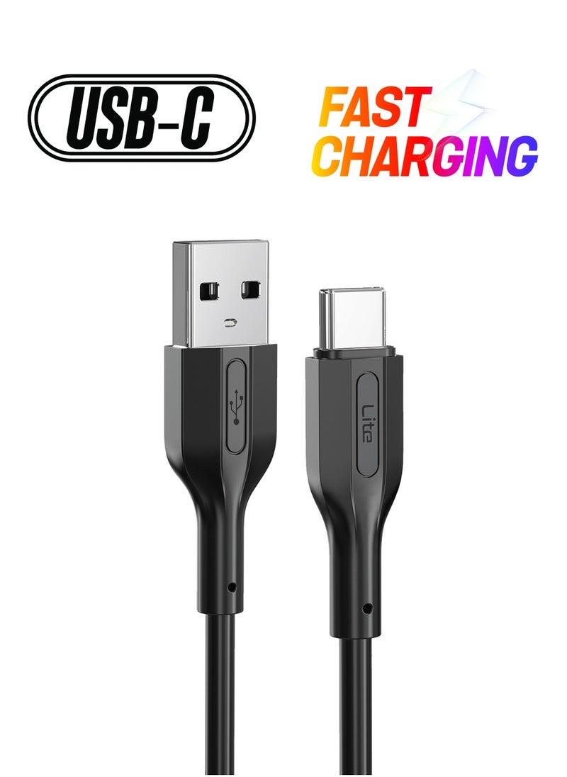 Moxedo Moxedo Lite USB to USB-C Fast Charging Cable 1M Compatible for Samsung Galaxy S21, Note 20, M12, M52, A13, A23, A53, MacBook Pro, Nintendo Switch, Huawei, PS5, etc. (Black)  - Image 1