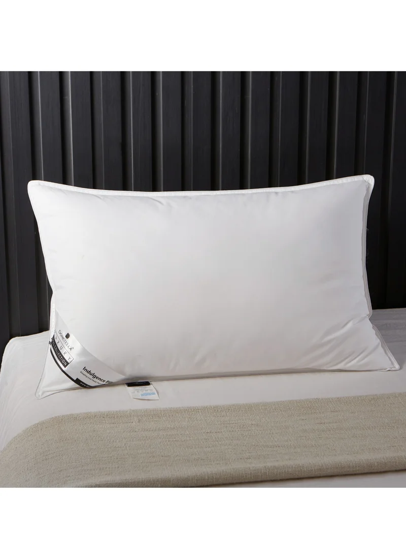 Donetella Single Hotel Cotton Pillow Shell Double Edge Stitched Premium Gel Fiber 1600 gms Filling 50x75 Soft Loft,White