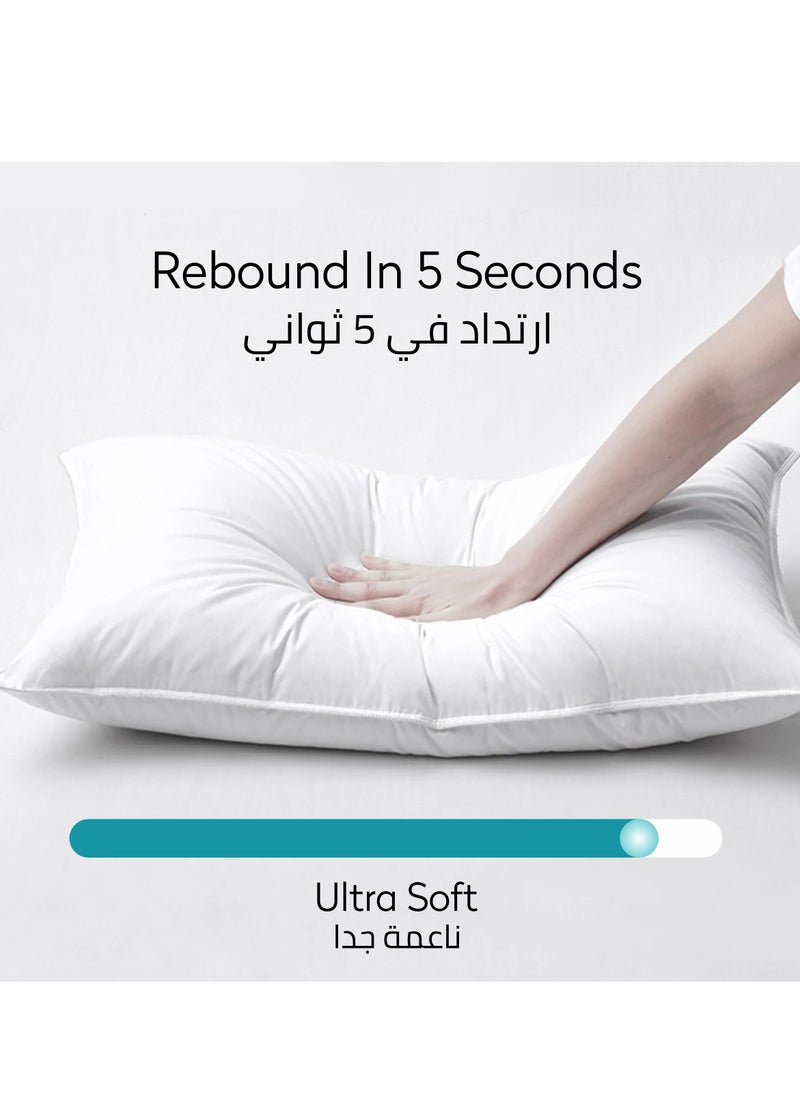Donetella - Single Hotel Cotton Pillow Shell Double Edge Stitched Premium Gel Fiber 1600 gms Filling 50x75 Soft Loft,White - Image 1