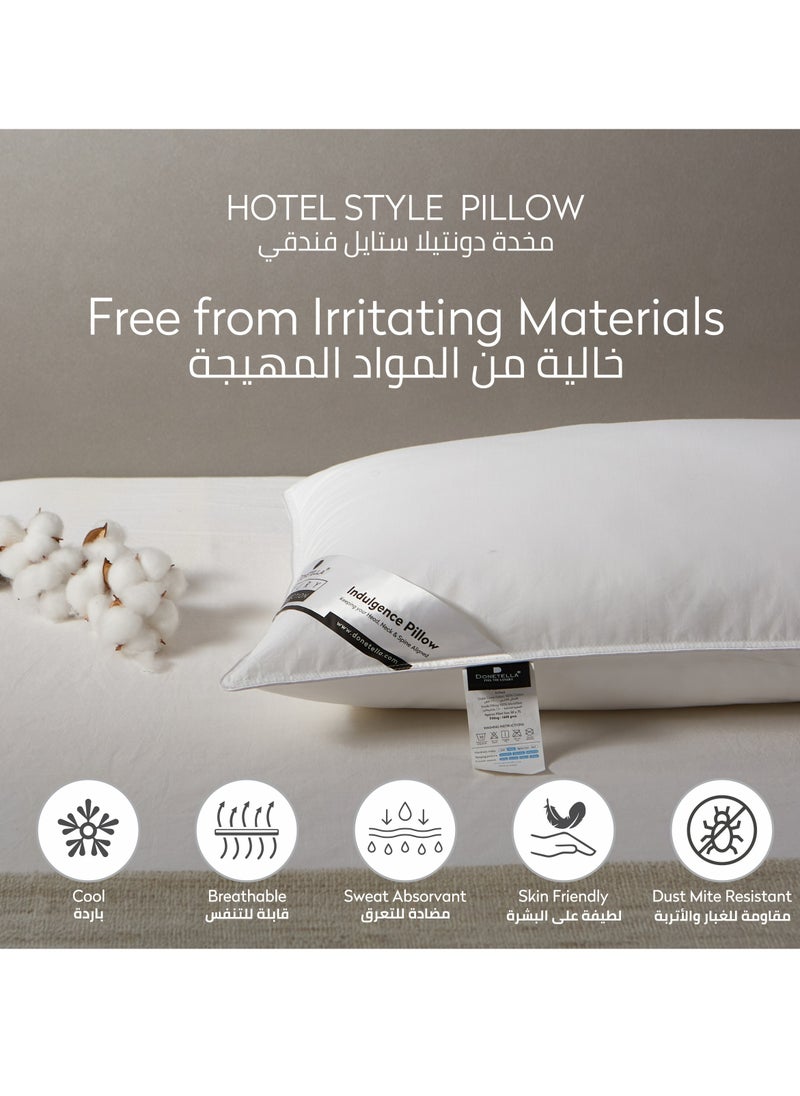 Donetella - Single Hotel Cotton Pillow Shell Double Edge Stitched Premium Gel Fiber 1600 gms Filling 50x75 Soft Loft,White - Image 1