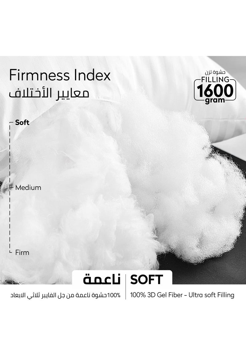 Donetella - Single Hotel Cotton Pillow Shell Double Edge Stitched Premium Gel Fiber 1600 gms Filling 50x75 Soft Loft,White - Image 1