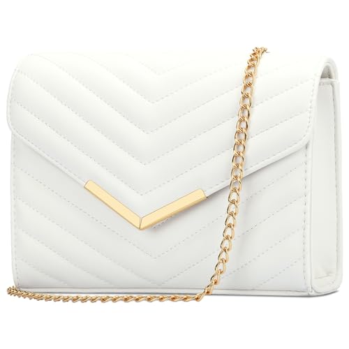 KKXIU Women Formal PU leather Evening Envelope Clutch Purses and Handbags for Party Wedding Prom Bridal (A-White) - Image 1