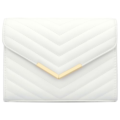 KKXIU Women Formal PU leather Evening Envelope Clutch Purses and Handbags for Party Wedding Prom Bridal (A-White) - Image 3