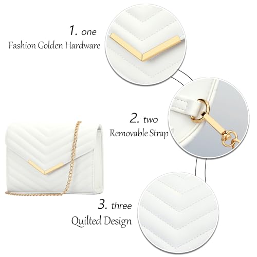 KKXIU Women Formal PU leather Evening Envelope Clutch Purses and Handbags for Party Wedding Prom Bridal (A-White) - Image 5