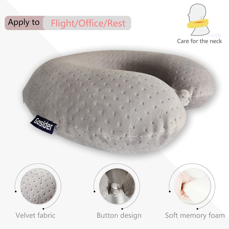 Gosider Memory Foam Travel Pillow, Comfortable Travel Neck Pillow U Shape, Support Neck and Head to Relieve Fatigue, Portable Neck Pillow Suitable for Planes, Trains, Self-Driving Cars - Image 2