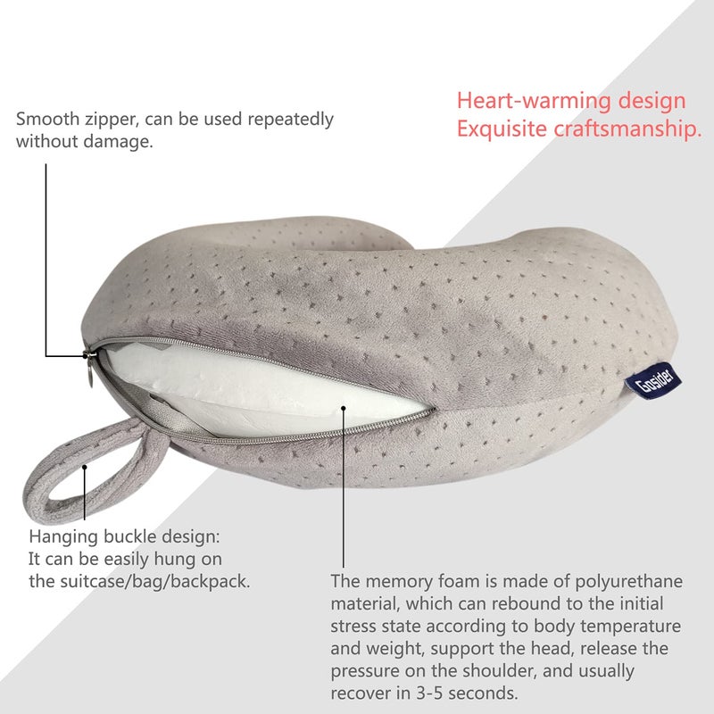Gosider Memory Foam Travel Pillow, Comfortable Travel Neck Pillow U Shape, Support Neck and Head to Relieve Fatigue, Portable Neck Pillow Suitable for Planes, Trains, Self-Driving Cars - Image 4