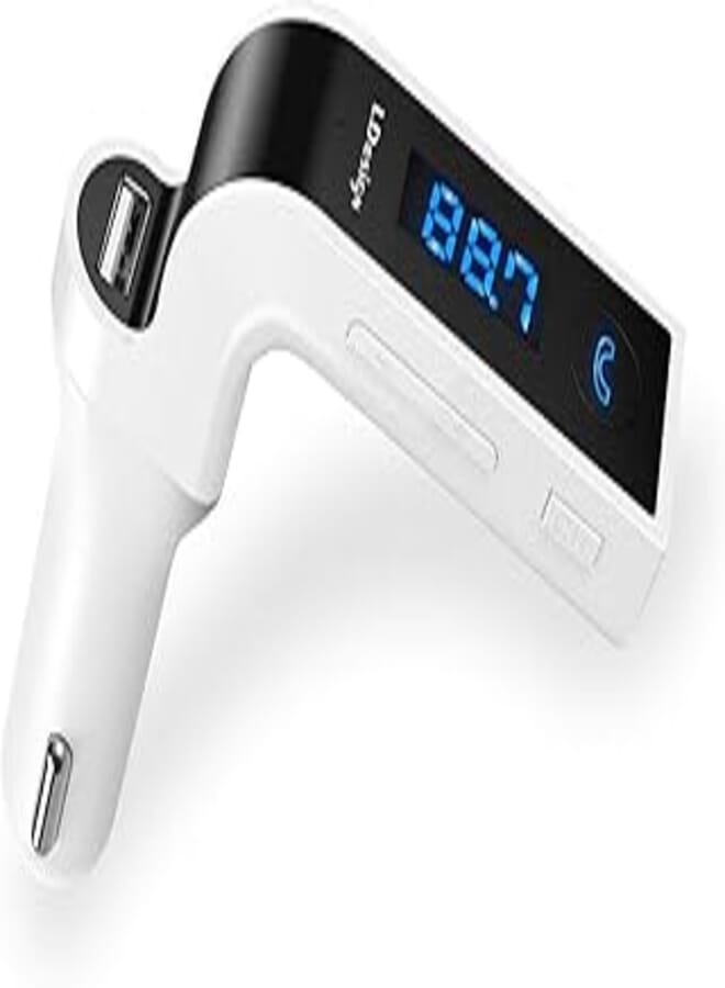 G7 Bluetooth Car FM Transmitter Hands-free MP3 USB Charger TF - WHITE