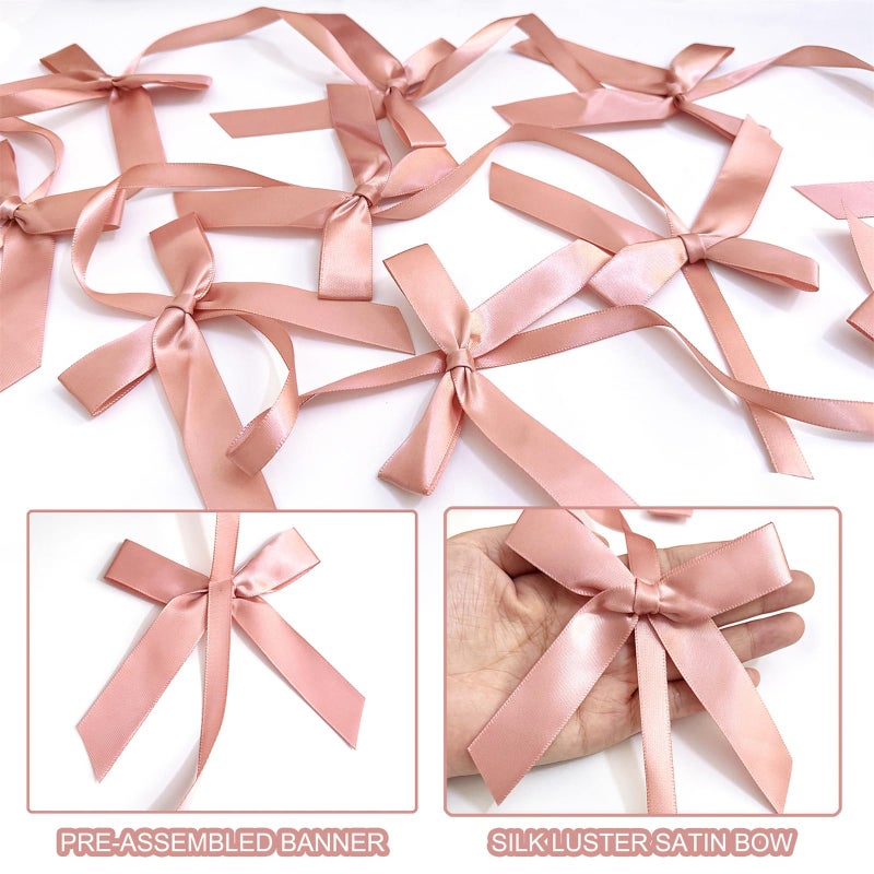 Haptda Peach Pink Ribbon Bow Hanging Garland for Baby Shower Pink Bow Party Decorations Girls Bow Birthday Decoration Tying The Knot Bridal Shower Party Room DÃ©cor 6pcs - Image 4