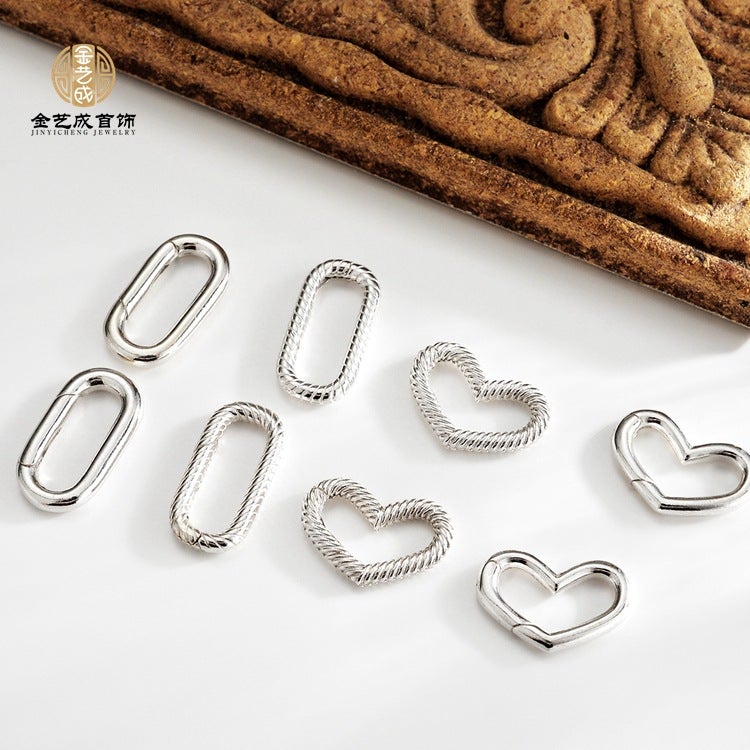 S925 Sterling Silver Pearl Necklace Buckle Heart-Shaped Bracelet Buckle Connection Buckle Head Handmade Diy Accessories Sterling Silver Buckle - Image 2