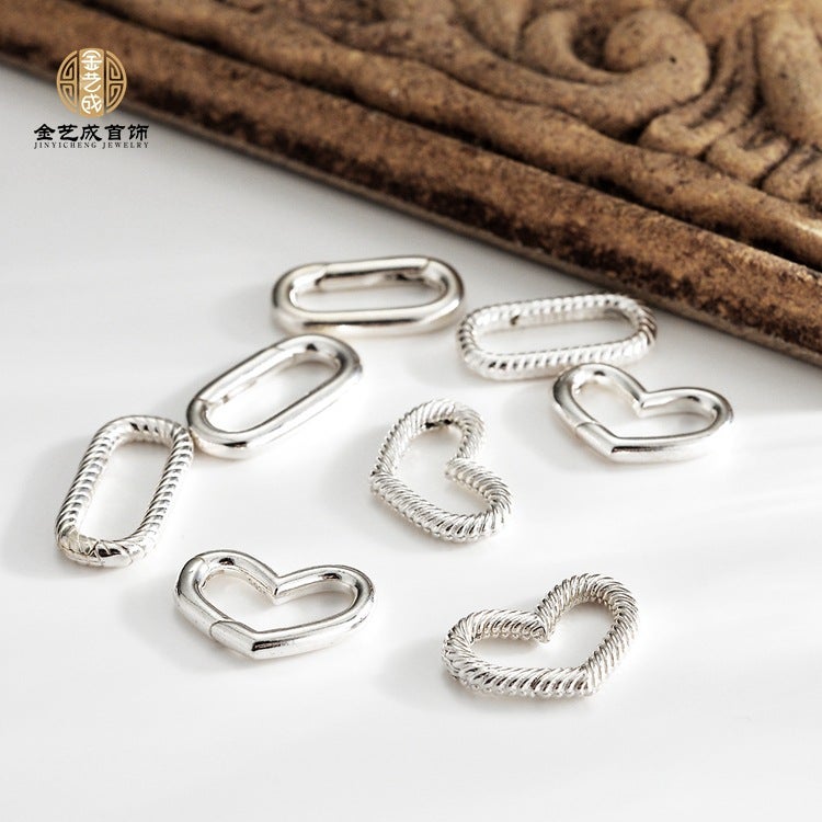 S925 Sterling Silver Pearl Necklace Buckle Heart-Shaped Bracelet Buckle Connection Buckle Head Handmade Diy Accessories Sterling Silver Buckle - Image 4