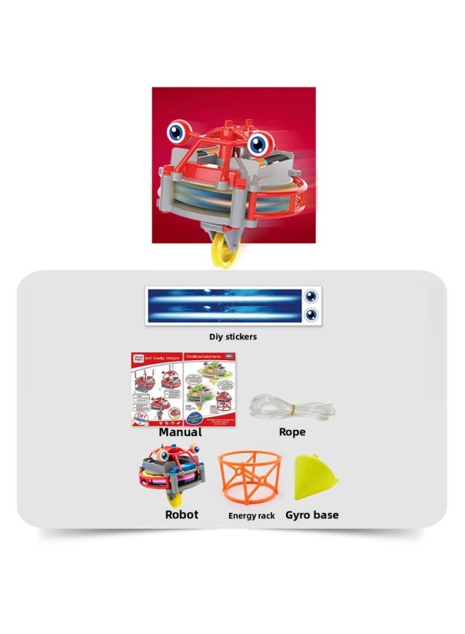 Black Technology Wire Walking Single Wheel Robot Self-balancing Tumbler Interesting Exotic Children's Creative Toys-Color:Steel Wire Wheelbarrow [red]]  - Image 1
