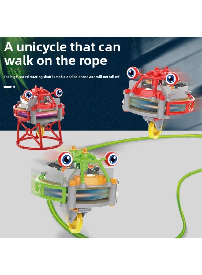 Black Technology Wire Walking Single Wheel Robot Self-balancing Tumbler Interesting Exotic Children's Creative Toys-Color:Steel Wire Wheelbarrow [red]]  - Image 5