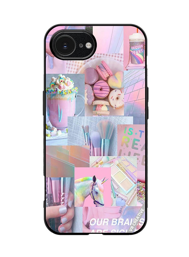 VR CREATIVE Protective Case Cover For Apple iPhone 16e Pink College Design Multicolour