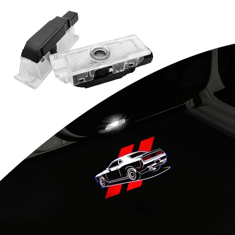 uuakarin 2PCS أضواء شعار LED غير متلاشية لسيارات ملحقات مصباح ترحيبي HD متوافق مع Challenger 2015حتى الآن مصابيح خطوة مجاملة ظلال شبح بروجكتور