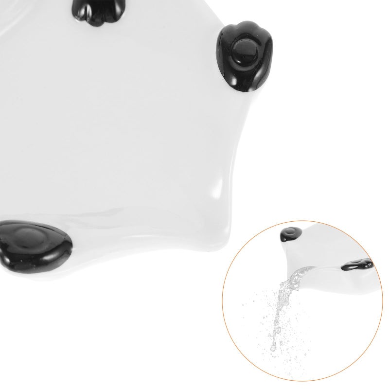 White Ceramic Panda Soap Dish with Drainage for Sink and Kitchen Counter - Image 4