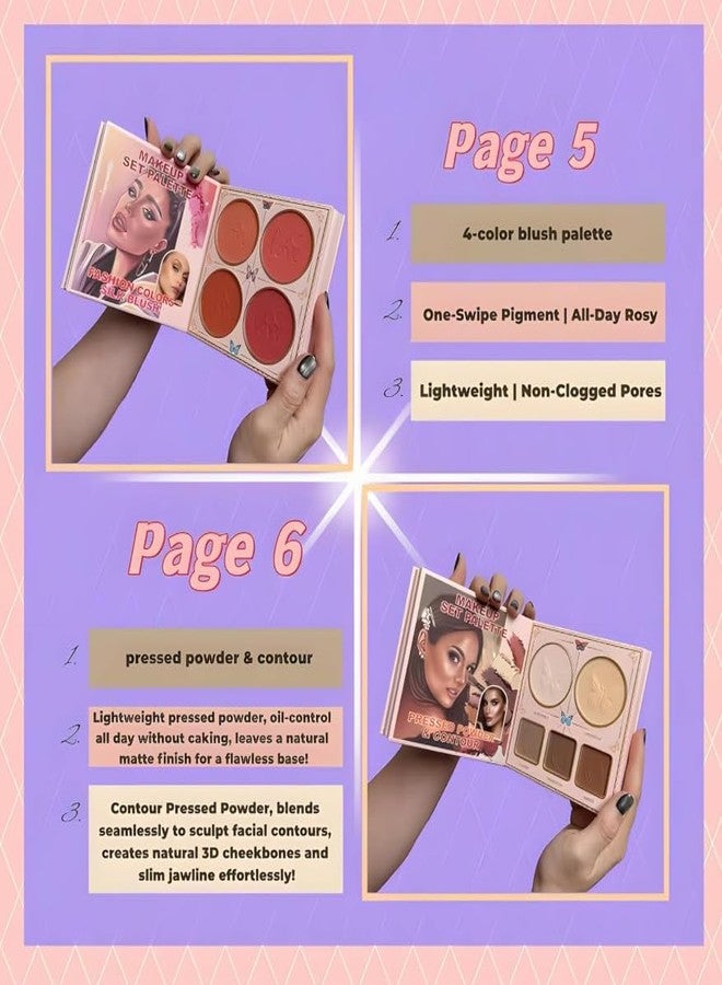 7-in-1 Makeup Kit Set Palette, Eyeshadow, Blush, Contour, Highlighter, Lip Gloss, Eyebrow Gel, Matte and Shimmer Finish, Multicolour, for Women - Image 4