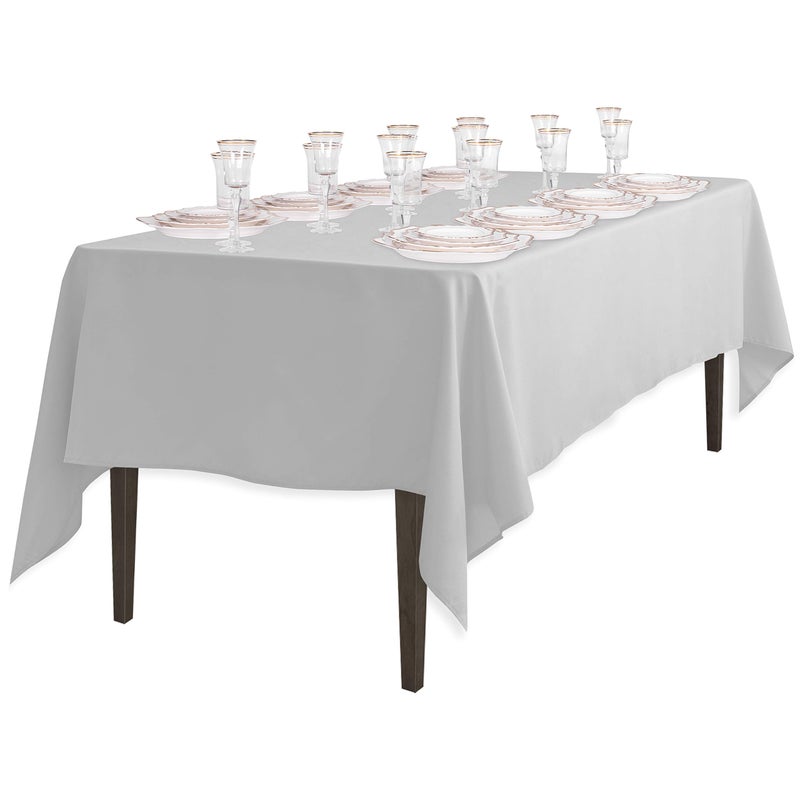 LTC LINENS LinenTablecloth 60 x 126-Inch Rectangular Polyester Tablecloth Silver - Image 3