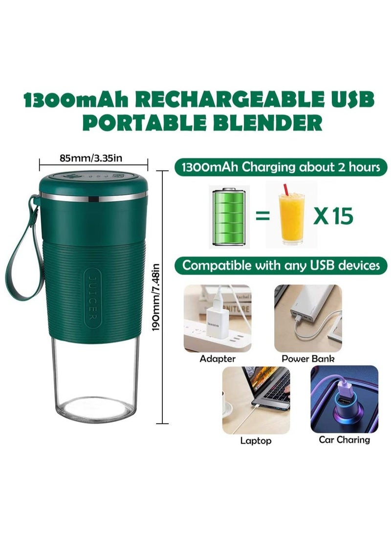 SYOSI Portable Blender Cup 300 ML Personal Blender Smoothie Maker Make Healthy Smoothies for Travel Sports Kitchen Juicer with Stainless Steel Two blade Cutter Head Fruit Juice Mixer Battery Powered - Image 2