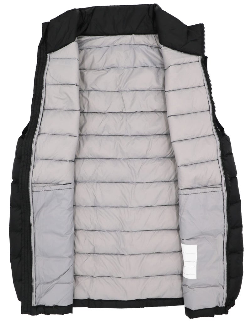 SK Studio Boys Girls' Light Weight Down Vest, Kids Lightweight Sleeveless Jacket, Boys Girls Puffer Down Vest Style 3 Black 170cm - Image 2