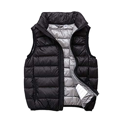 SK Studio Boys Girls' Light Weight Down Vest, Kids Lightweight Sleeveless Jacket, Boys Girls Puffer Down Vest Style 3 Black 170cm - Image 1