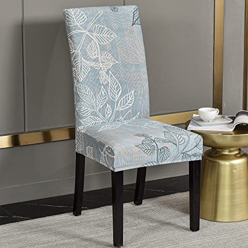 HAPPYDOG Stretch Dining Chair Covers Removable Washable Spandex Slipcovers for High Chairs 4PCSSet 1 PCS Bench Cover Blue Leaves - Image 3